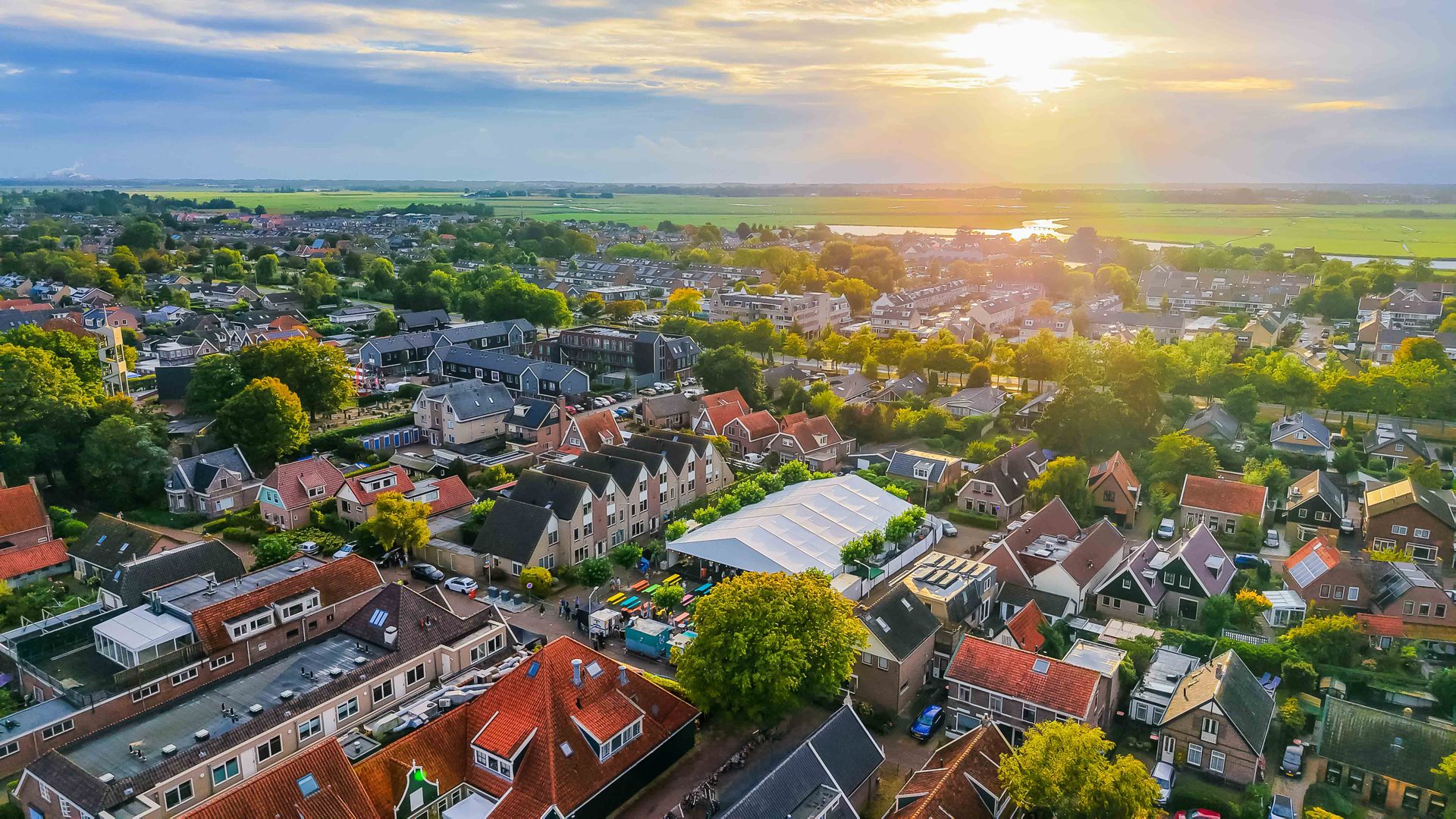 Akersloot bij zonsondergang